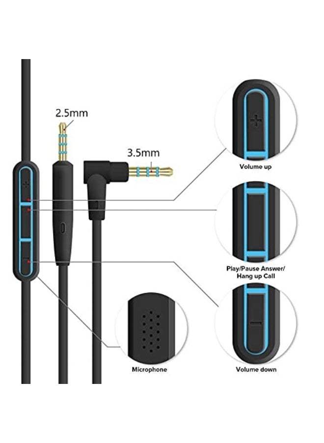 Replacement Audio Cable, Extension Cable, Headphones with Inline Microphone Volume Control (Black) - Image 3